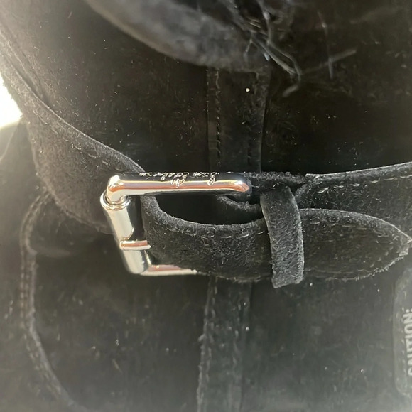 Sam Edelman women’s size 6.5 Jeanie Black Leather Boots faux fur lining multi - Picture 3 of 10